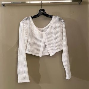 Knit cropped cardigan white